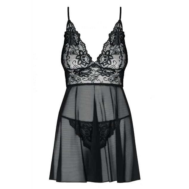 Babydoll y Calzón Idilia Negro Obsessive — foto 2