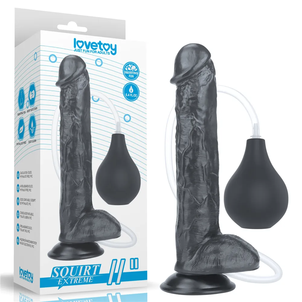 LOVETOY Squirt Extreme Dildo – Black LV116026