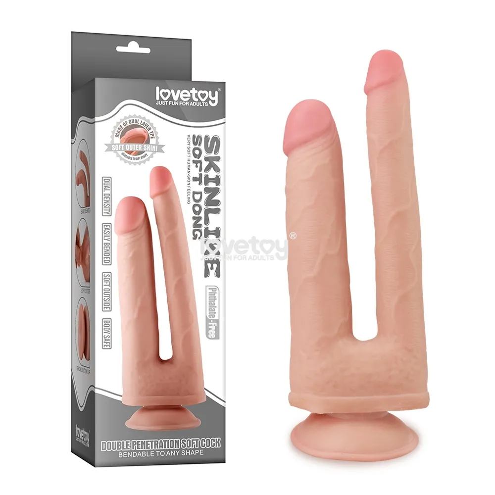 Dildo doble color piel 21.9 cm y 25 cm LV313001